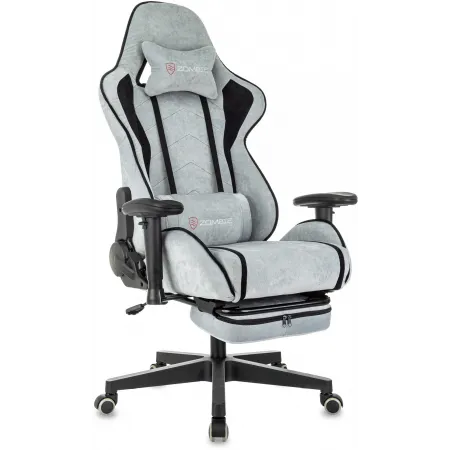 Кресло игровое Zombie Drift/F серо-голубой/черный крестов. пластик подст.для ног