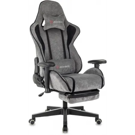 Кресло игровое Zombie Drift/F серый/черный крестов. пластик подст.для ног