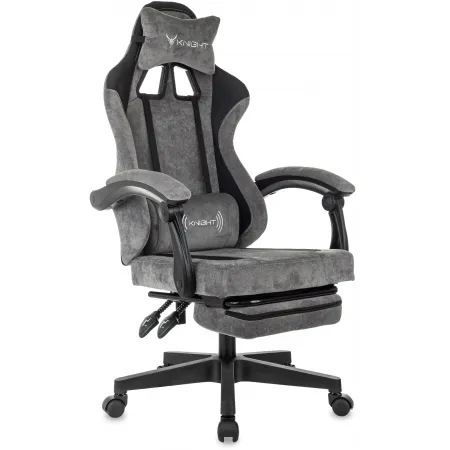 Кресло игровое Knight Custom/F серый/черный крестов. пластик подст.для ног