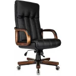 Кресло руководителя Бюрократ T-9932Walnut черный экокожа крестов. металл/дерево