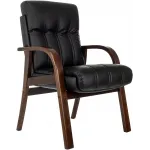 Кресло Бюрократ T-9932W-CF-Eco черный экокожа на ножках дерево Кресло Бюрократ T-9932W-CF-Eco черный экокожа на ножках дерево