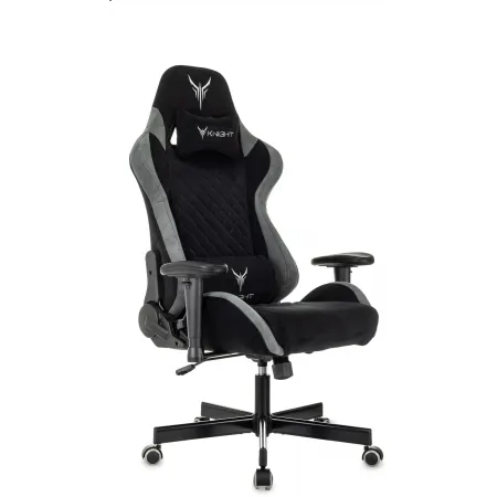 Кресло игровое Knight Regal Fabric черный/серый искусственная замша с подголов. крестов. металл