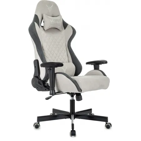 Кресло игровое Knight Regal Fabric светло-серый/серый искусственная замша крестов. металл