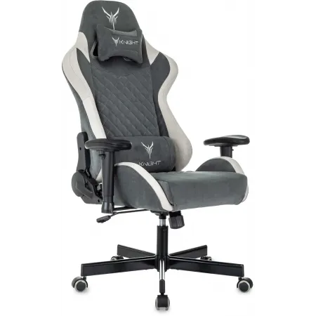 Кресло игровое Knight Regal Fabric серый/светло-серый искусственная замша крестов. металл