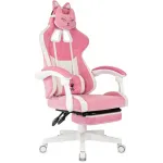 Кресло игровое Knight Kitty/F W Fabric розовый/молочный крестов. пластик подст.для ног пластик белый