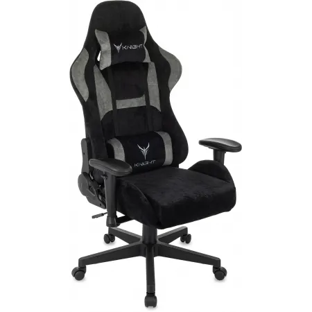 Кресло игровое Knight Flame черный/серый крестов. пластик