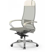 Кресло Метта Samurai S-1 молочный сиденье молочный сетка с подголов. крестов. алюминий хром