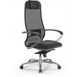 Кресло Метта Samurai SL-1 черный сиденье черный сетка с подголов. крестов. металл хром Кресло Метта Samurai SL-1 черный сиденье черный сетка с подголов. крестов. металл хром