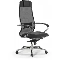 Кресло Метта Samurai SL-1 черный сиденье черный сетка с подголов. крестов. металл хром