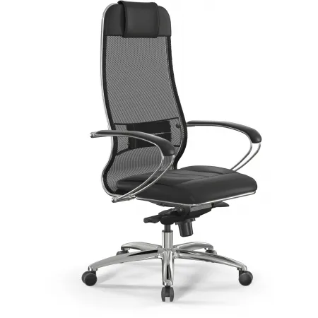 Кресло Метта Samurai SL-1 черный сиденье черный сетка с подголов. крестов. металл хром