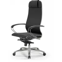 Кресло Метта Samurai K-1 черный сиденье черный экокожа с подголов. крестов. алюминий хром