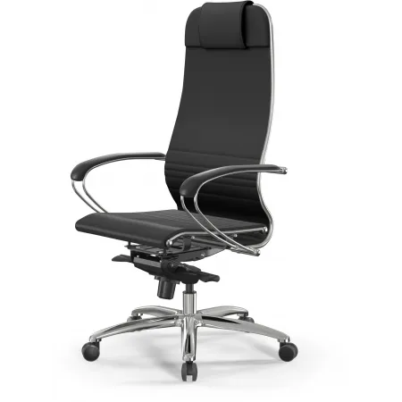 Кресло Метта Samurai K-1 черный сиденье черный экокожа с подголов. крестов. алюминий хром