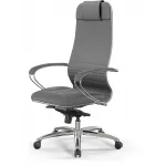 Кресло Метта Samurai KL-1 серый сиденье серый экокожа с подголов. крестов. алюминий хром