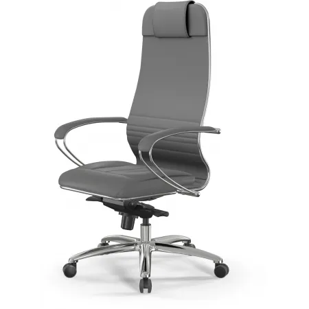 Кресло Метта Samurai KL-1 серый сиденье серый экокожа с подголов. крестов. алюминий хром