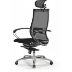 Кресло Метта Samurai S-2 черный сиденье черный сетка с подголов. крестов. металл хром