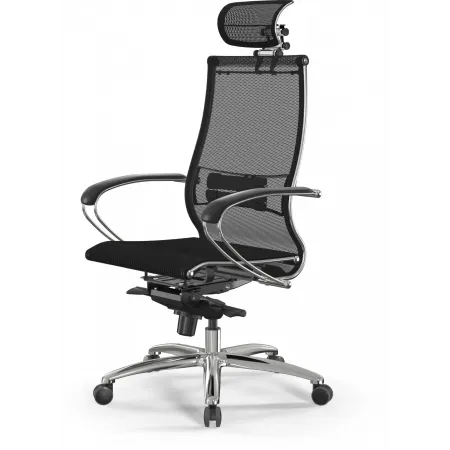 Кресло Метта Samurai S-2 черный сиденье черный сетка с подголов. крестов. металл хром