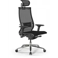 Кресло Метта Samurai S-3 черный сиденье черный сетка с подголов. крестов. металл хром Кресло Метта Samurai S-3 черный сиденье черный сетка с подголов. крестов. металл хром