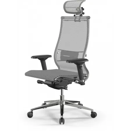 Кресло Метта Samurai S-3 белый сиденье белый сетка с подголов. крестов. металл хром Кресло Метта Samurai S-3 белый сиденье белый сетка с подголов. крестов. металл хром