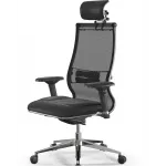 Кресло Метта Samurai SL-3 черный сиденье черный сетка с подголов. крестов. металл хром Кресло Метта Samurai SL-3 черный сиденье черный сетка с подголов. крестов. металл хром