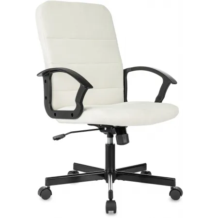 Кресло Бюрократ Triest Fabric молочный Velvet 20 крестов. металл черный