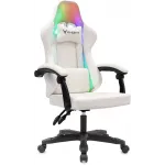 Кресло игровое Knight Wolf RGB белый экокожа/сетка с подголов. крестов. пластик