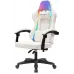 Кресло игровое Knight Wolf RGB белый экокожа/сетка с подголов. крестов. пластик