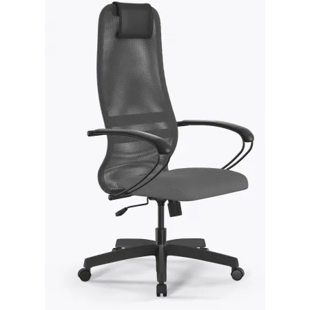 Кресло Метта SU-B-8 светло-серый сиденье светло-серый сетка с подголов. крестов. металл хром