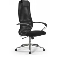 Кресло Метта SU-B-8 черный сиденье черный сетка/ткань с подголов. крестов. металл хром Кресло Метта SU-B-8 черный сиденье черный сетка/ткань с подголов. крестов. металл хром