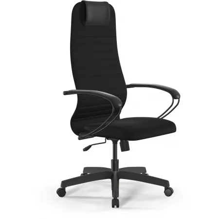 Кресло Метта SU-B-10 черный сиденье черный сетка с подголов. крестов. металл хром