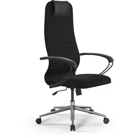 Кресло Метта SU-B-10 черный сиденье черный сетка с подголов. крестов. металл хром