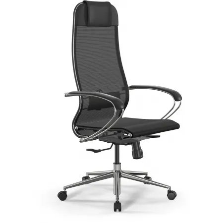 Кресло Метта ErgoLife Set 12 черный сиденье черный сетка с подголов. крестов. сталь хром