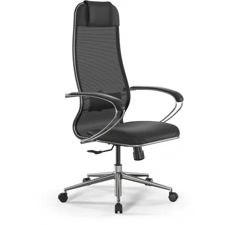 Кресло Метта ErgoLife Set 16 черный сиденье черный сетка с подголов. крестов. металл хром