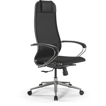 Кресло Метта ErgoLife Set 4 черный сиденье черный сетка с подголов. крестов. металл хром Кресло Метта ErgoLife Set 4 черный сиденье черный сетка с подголов. крестов. металл хром