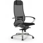 Кресло Метта Samurai S-1 черный сиденье черный сетка с подголов. крестов. металл хром