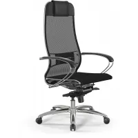 Кресло Метта Samurai S-1 черный сиденье черный сетка с подголов. крестов. металл хром