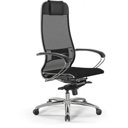 Кресло Метта Samurai S-1 черный сиденье черный сетка с подголов. крестов. металл хром