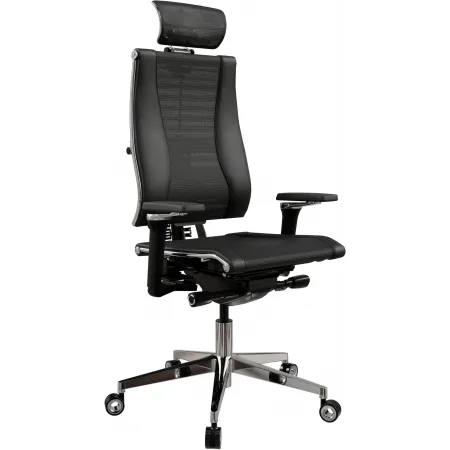 Кресло руководителя эргономичное Метта Yoga 4DF B2-14D - YM93+Infinity черный сиденье черный сет./экокожа с подголов. крестов. алюминий хром