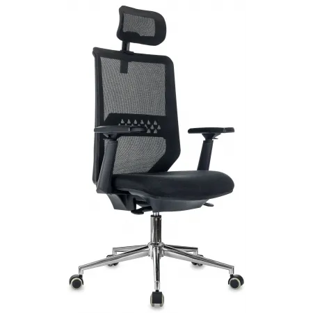 Кресло эргономичное Бюрократ MC-612N-H черный TW SQU BL сетка/ткань с подголов. крестов. металл хром