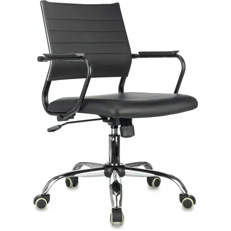 Кресло Бюрократ CH Balance-Low SL Line черный экокожа низк.спин. крестов. металл хром Кресло Бюрократ CH Balance-Low SL Line черный экокожа низк.спин. крестов. металл хром