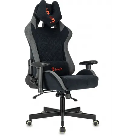 Кресло игровое эргономичное A4Tech Bloody GC-580 черный/серый искусственная замша с подголов. крестов.