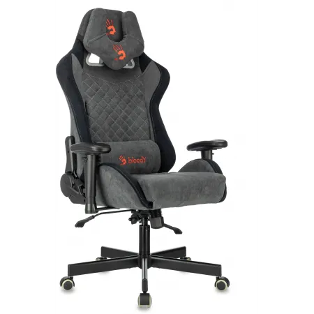 Кресло игровое A4Tech Bloody GC-580 серый/черный искусственная замша с подголов. крестов.