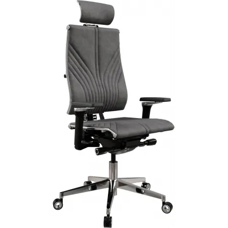 Кресло руководителя эргономичное Метта Yoga 4DF B2-12D - GoyaLE темно-серый сиденье темно-серый велюр с подголов. крестов.5-луч. металл хром