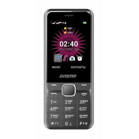 Мобильный телефон Digma A241 Linx 32Mb серый моноблок 2Sim 2.44" 240x320 GSM900/1800 MP3 FM