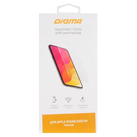 Защитное стекло для экрана Digma для Apple iPhone 6/6S/7/8 прозрачная 1шт. (DGG1AP876A)