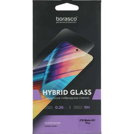 Защитное стекло для экрана BoraSCO Hybrid Glass прозрачный для ZTE Blade A31 Plus 2.5D антиблик. 1шт. (70010)