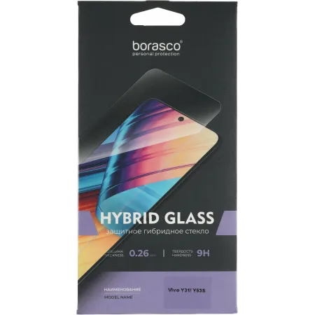 Защитное стекло для экрана BoraSCO Hybrid Glass прозрачный для Vivo Y31/Y53S 2.5D антиблик. 1шт. (40003)