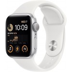 Смарт-часы Apple Watch SE 2022 A2723 44мм OLED корп.серебристый рем.белый разм.брасл.:M/L (MNTJ3LL/A)