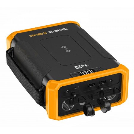 Электростанция портативная TopON TOP-X100Pro 96000mAh 5A QC3.0/PD3.0 3xUSB беспров.зар. черный/желтый (чехол в комплекте) (103098)