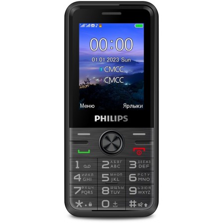 Мобильный телефон Philips Е6500(4G) Xenium черный моноблок 3G 4G 2Sim 2.4" 240x320 0.3Mpix GSM900/1800 FM microSD max128Gb