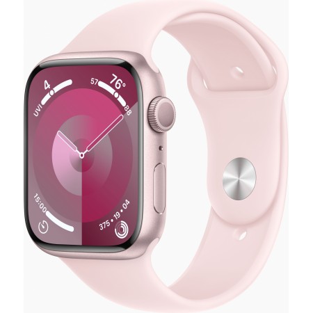 Смарт-часы Apple Watch Series 9 A2980 45мм OLED корп.розовый Sport Band рем.светло-розовый разм.брасл.:160-210мм (MR9H3ZP/A)